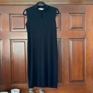 Misook keyhole, front knit, mock neck, midi dress